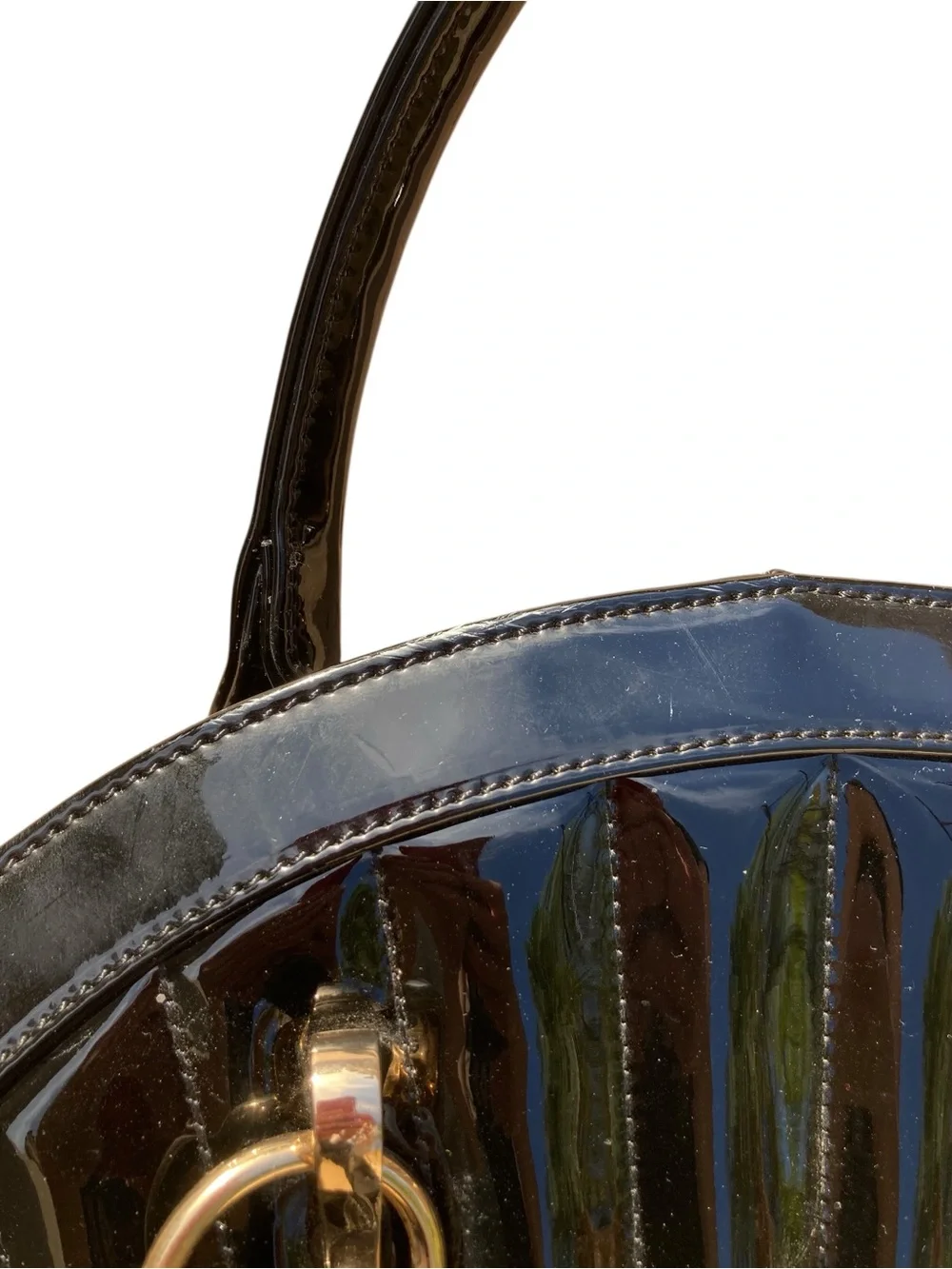 Vintage Inspired Black Patent Shell Shaped Handbag Shoulder Bag Top Handle